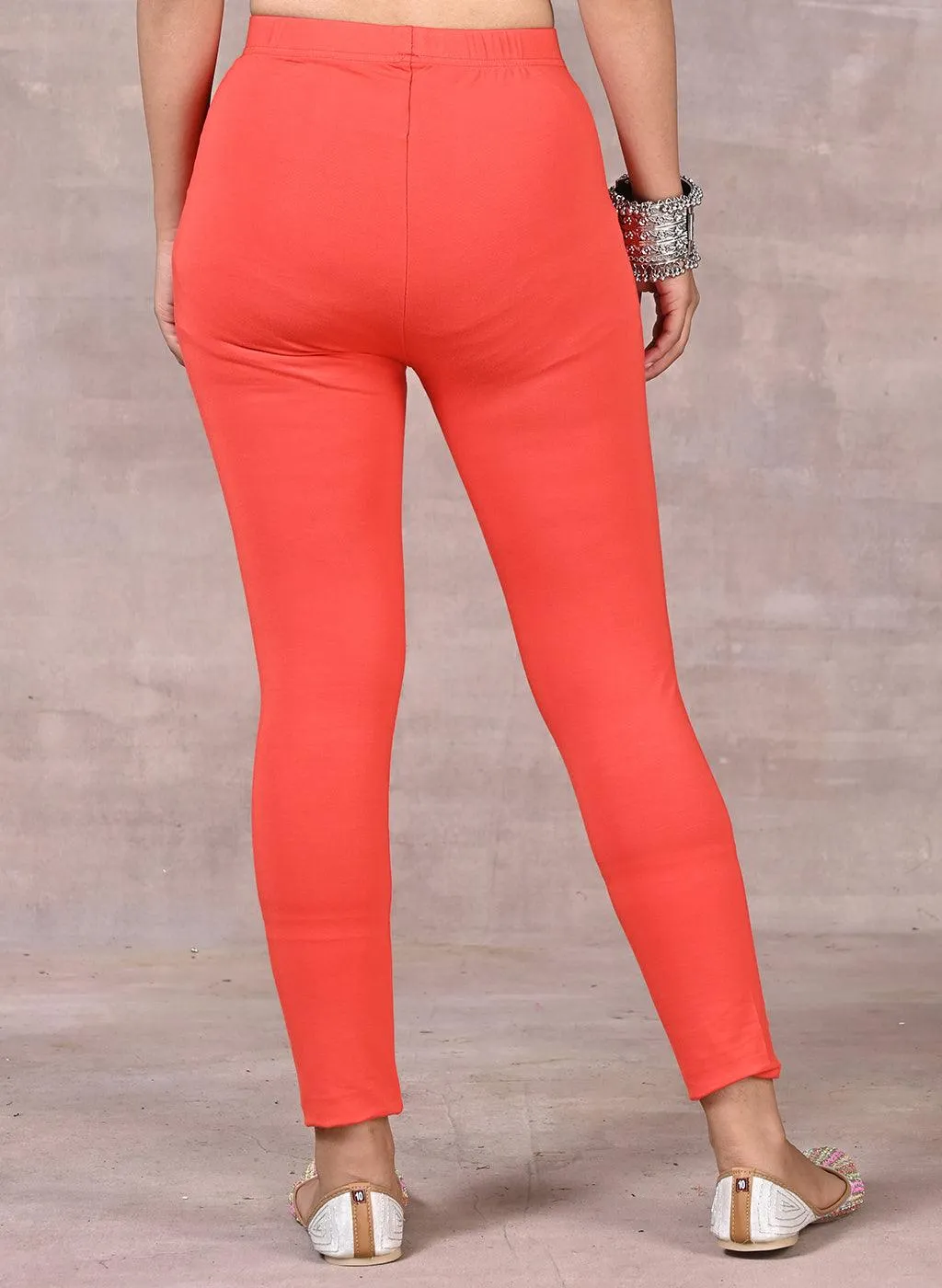 Sofia Bright Orange Skinny Fit Leggings for Women