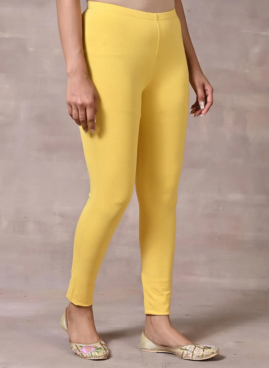 Sofia Lemon Yellow Skinny Fit Leggings for Women