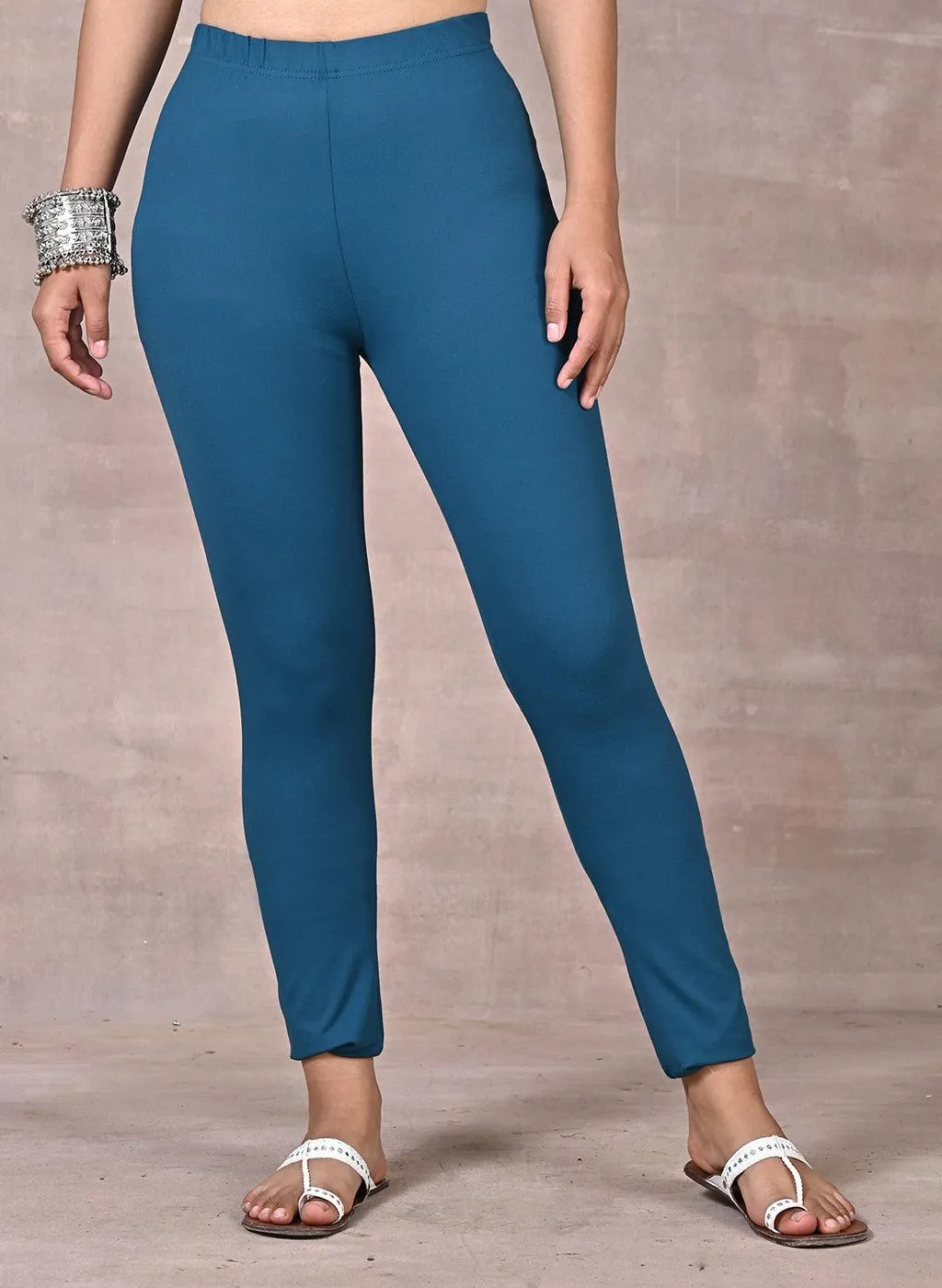 Sofia Turquoise Pink Skinny Fit Leggings for Women