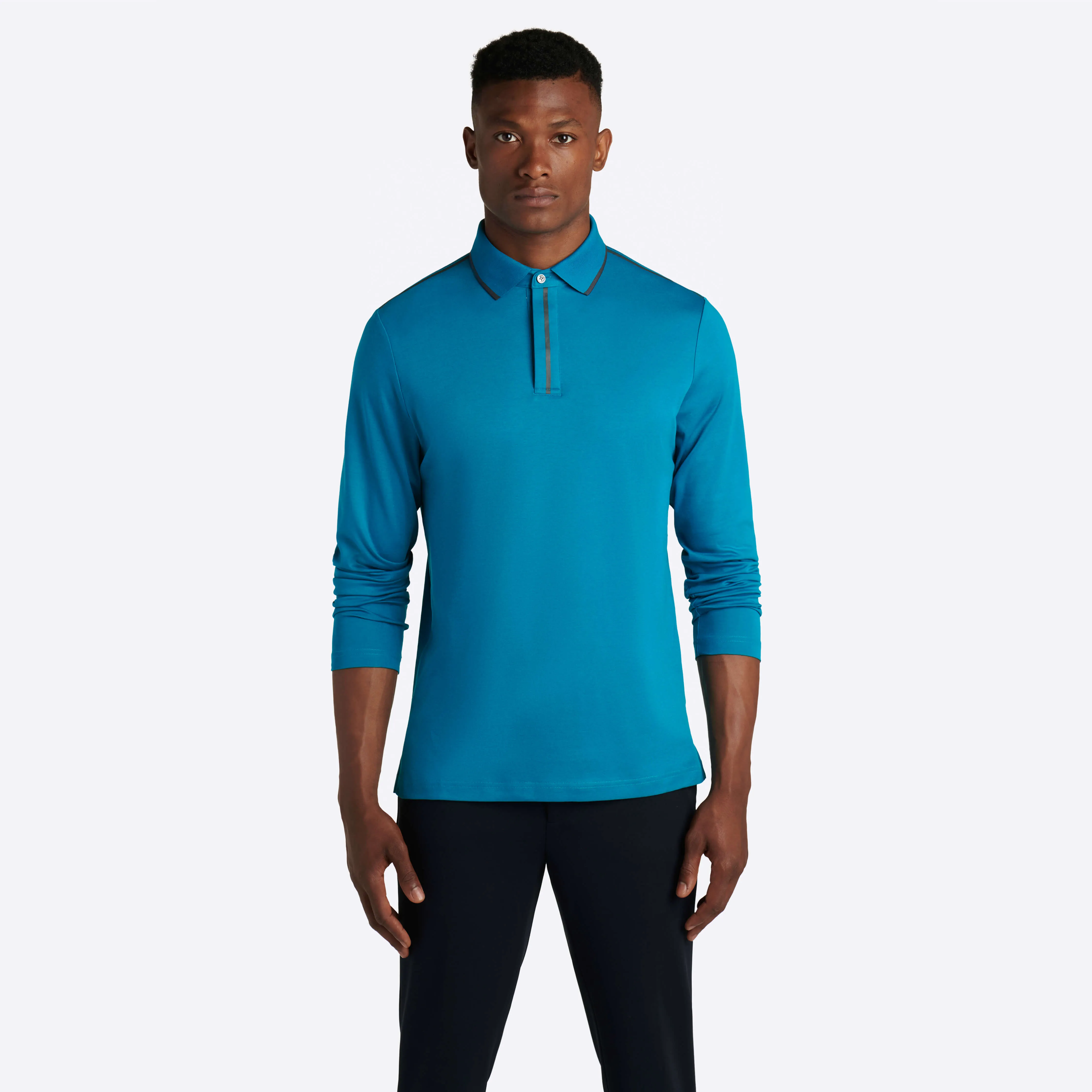 Solid Heather Long Sleeve Polo