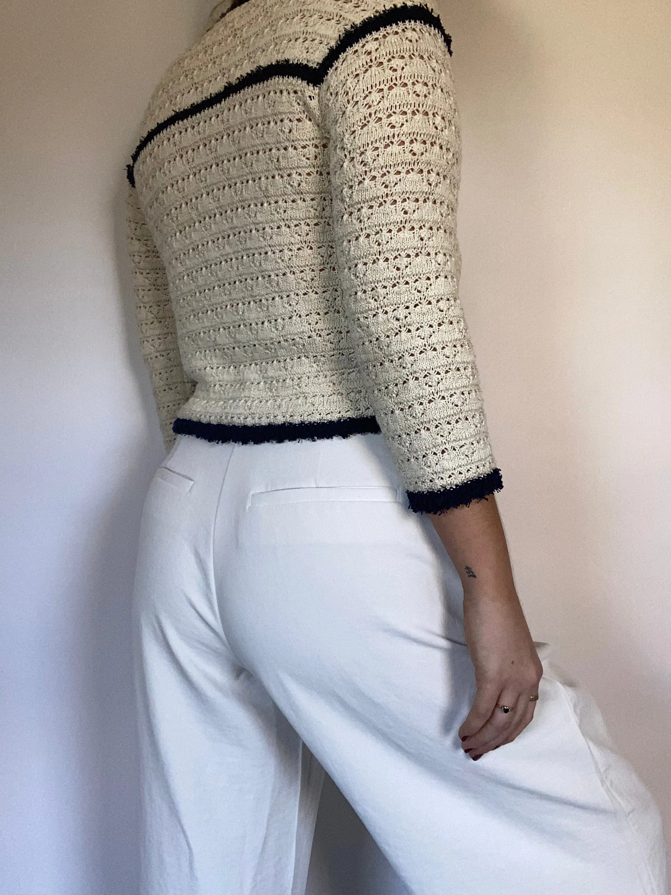 Valentino Ivory Crochet Knit Cardigan Size S