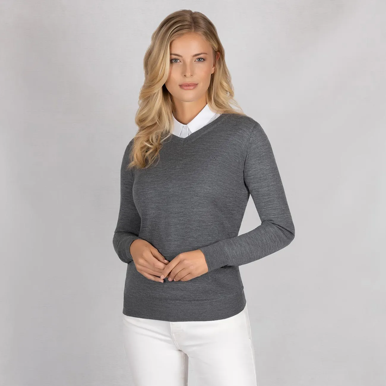 Wool Pullover Light V Neck Women