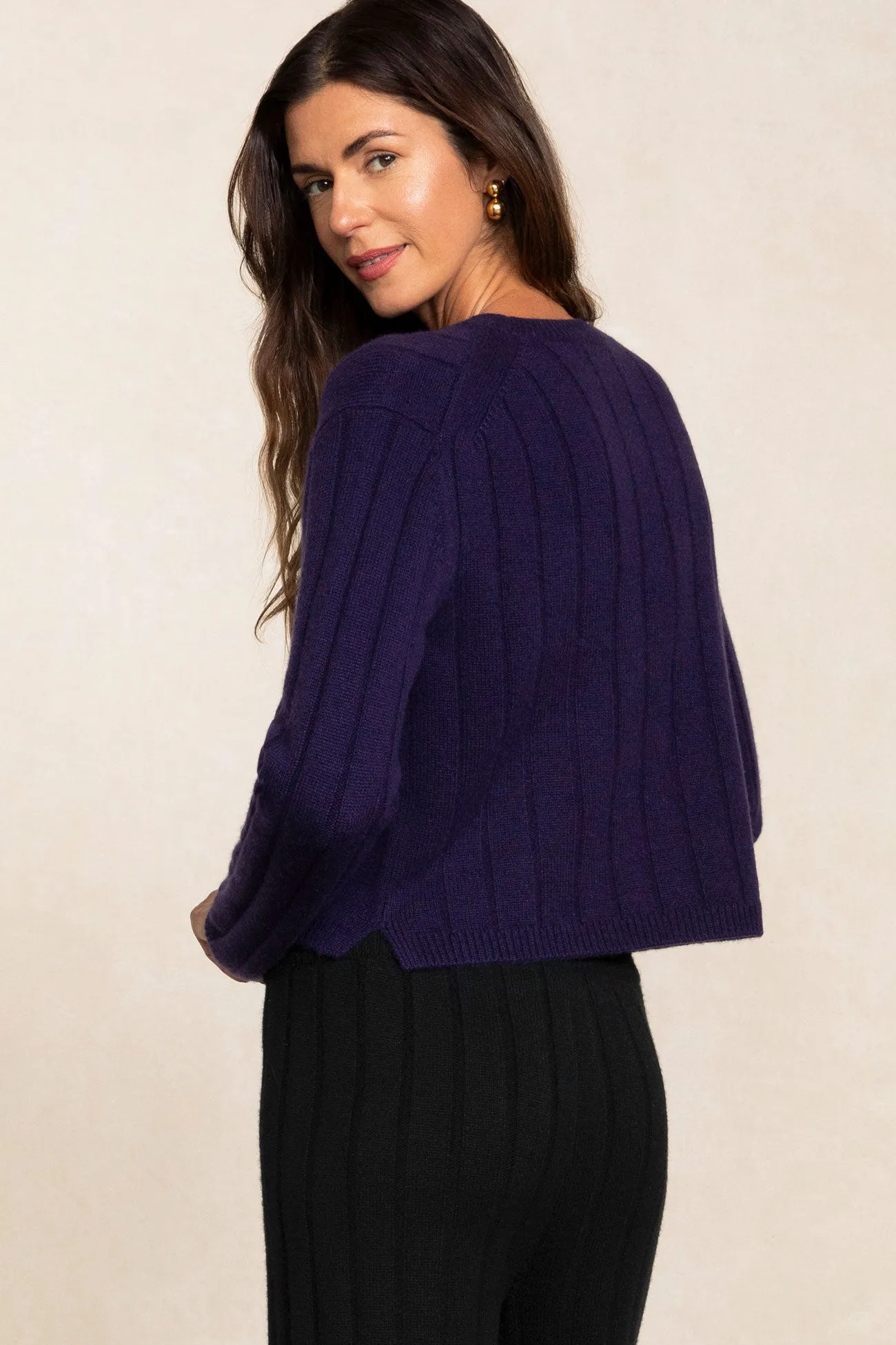 XENIA RIBBED CREWNECK CASHMERE SWEATER